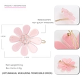 Pinza para el pelo con flor de margarita rosa de acetato, pedrería y clip de metal dorado - Rosa Claro