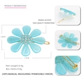 Sky blue acetate flower hair clip with sparkling rhinestones and golden metal grip - Light Blue