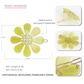 Yellow acetate daisy flower hair clip with sparkling rhinestones and frog clip design - Light Green