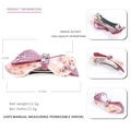 Pink marble acetate bow hair clip with sparkling rhinestones and silver metal spring base - Purple
