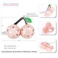 Pink cherry acetate hair clip with rhinestones and green leaves, dimensions 5.4cm x 3.6cm - Pink