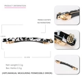 Long acetate spring hair clip in black and white marble pattern with pineapple charm - Black