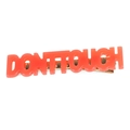 Minimalist coral orange acetate hair clip with golden metal base and DON'T TOUCH text - Don't Touch Letter Style (Duckbill Clip)