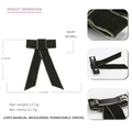 Dark green velvet bow hair clip with spring fastener and product dimensions shown - Green
