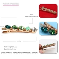 Macro detail of alloy duckbill hair clip with gradient green crystals and gold finish - Gradient Green (1)