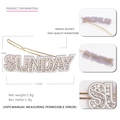 Lavendelfarbene Acetat-Haarspange mit SUNDAY-Schriftzug und Glitzer-Strasssteinen - Hellblau (SUNDAY)