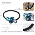 Blue oval crystal hair tie with durable elastic rope and elegant alloy setting - Blue (8)