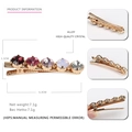 Elegant gold alloy hair clip with five multi-colored crystals measuring 6.3cm long - Gradient Red (2)