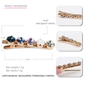 Elegant gold alloy hair clip with five colorful crystals and detailed measurements - Gradient Blue (3)