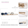 Blue and white crystal hair clip for women with alloy spring barrette 5.2cm length - Blue Gradient