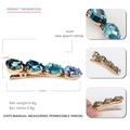 Elegant gold alloy duckbill hair clip with four gradient blue pear-shaped crystals - Blue Gradient