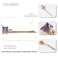 Barrette dorée de luxe avec cristal violet rectangulaire et strass blancs brillants - Violet