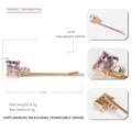 Barrette élégante en alliage doré ornée d'un grand cristal rose et d'un petit strass - Mauve Clair
