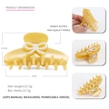 Acetate bow hair claw clip with amber texture and pearls, size 8cm by 3.5cm - Yellow
