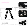 Fermaglio a fiocco in velluto nero con perle e cristalli, misure 15x15,6 cm - Nero