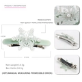 Elegante pinza para el pelo de copo de nieve verde menta con perlas y strass 8.5cm acetato - Verde