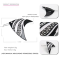 Fish-shaped black and white acetate hair clip with rhinestones, size 5.9x4.7cm - Black