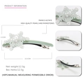 Pinza para el pelo de copo de nieve en acetato verde claro con perlas, 10,5cm por 4,5cm - Verde
