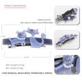 Purple cat-shaped acetate hair clip with pearls and rhinestones decoration - Blue