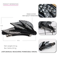 Fermaglio per capelli vintage a forma di foglia con strass brillanti in acetato nero - Nero/Zirconia Bianca