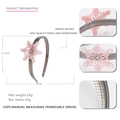 Diadema navideña de acetato rosa con perlas elegantes y pedrería brillante - Copo de Nieve Rosa