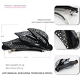 Fermaglio per capelli vintage a foglia con strass e clip a molla in acetato nero - Nero/Zirconia Nera