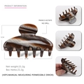 Pince à cheveux en acétate motif marbre marron pour femme, 8 cm de large, ressort solide - Motif Tabby Café Foncé
