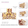 Square acetate hair claw clip with brown checkerboard pattern and 6.1cm length dimension - Coffee Beige Checkerboard (2)