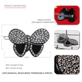 Elegant black acetate butterfly hair clip with sparkling rhinestones, 5.8cm size - Bow 1