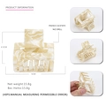 5cm cream marble acetate square hair claw clip with geometric minimalist design - Creamy White Stone
