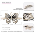 Pince à cheveux papillon en acétate beige et noir avec des strass brillants - Style de Nœud Long (Pince Fine)