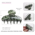 Pince à cheveux en acétate vert et blanc de 8cm pour coiffures de femmes - Texture Abstraite Vert Blanc