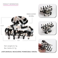 7cm medium acetate hair claw clip featuring black and white marble pattern with gold veins - Black White Gold Thread Marble (14)