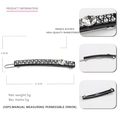 Pince à cheveux élégante en acétate noir avec strass de haute qualité, longueur 6,3cm - Rayures
