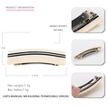 Detailansicht der Haarspange aus Acetat mit schwarzen Streifen, 6,4 cm x 2 cm Federclip - Klein / Reisweiß Klein