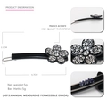 Barrette à cheveux élégante en acétate noir avec motif de fleurs en strass brillants - Fleur de prunier