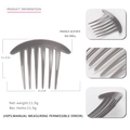 Pettine per capelli in acetato grigio scuro con 7 denti e finitura lucida, 10,2x8,1 cm - Grigio