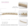 Fermaglio in acetato champagne con perle bianche, lungo 6,8 cm, accessorio elegante - Grigio
