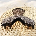 Elegante pinza per capelli grande in resina nera con strass scintillanti - Stile B Strass Bianco