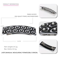 Graziosa clip per capelli in acetato con motivo geometrico bianco e nero e strass - Nero