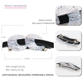 Pinza para el pelo de acetato con diseño circular negro y diamantes de colores - Blanco