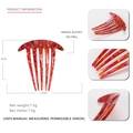 Detailansicht der marmorierten Acetat-Haarkamm mit Maßen von 8 cm Höhe und 7,2 cm Breite - Marmorrot