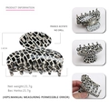 Acetate hair claw clip with black and white mosaic pattern and 7cm size detail - Black And White Geometric Mosaic (21)
