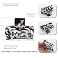 French acetate geometric hair claw with black and white marble pattern texture - Black White Gold Abstract (21)