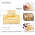 Detailed size specifications for a square cream acetate marble hair claw clip - Yellow