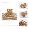 6.1cm acetate rectangle hair claw clip with orange and green geometric tortoise pattern - Orange Green Tiger (24)