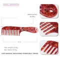 French acetate wide tooth hair comb with elegant red marble pattern for women - Marble Red