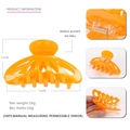 Minimalist bright orange acetate hair claw clip with 7.6cm medium geometric hollow design - Orange
