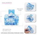 French acetate geometric hair claw clip with blue and white marble pattern 5cm x 4.5cm - Blue