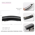 Barrette à cheveux rectangulaire noire en acétate avec rayures blanches et fermoir à ressort - Noir Petit